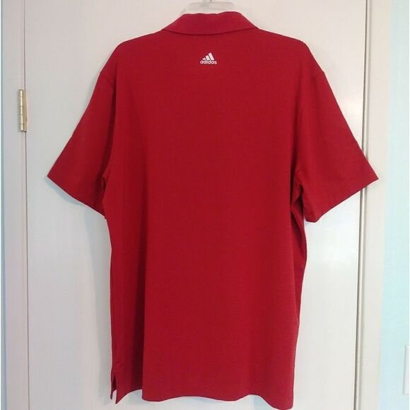 Adidas Red Pinstriped Polo Shirt - Picture 2 of 5